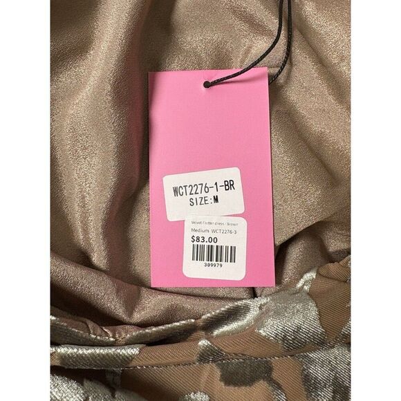 THML Velvet Flutter Dress Size Medium Brown Copper Shimmer WCT2276-3 - Picture 10 of 14